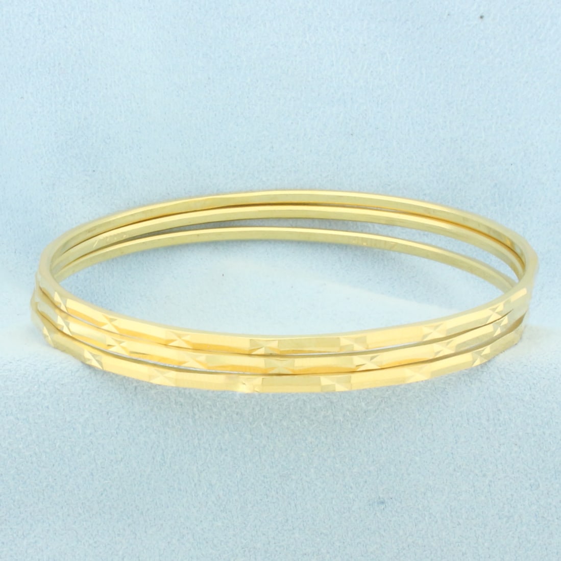 Stacking Beveled Bangle Bracelet Set of 3 in 22k Yellow Gold (1 of 3)