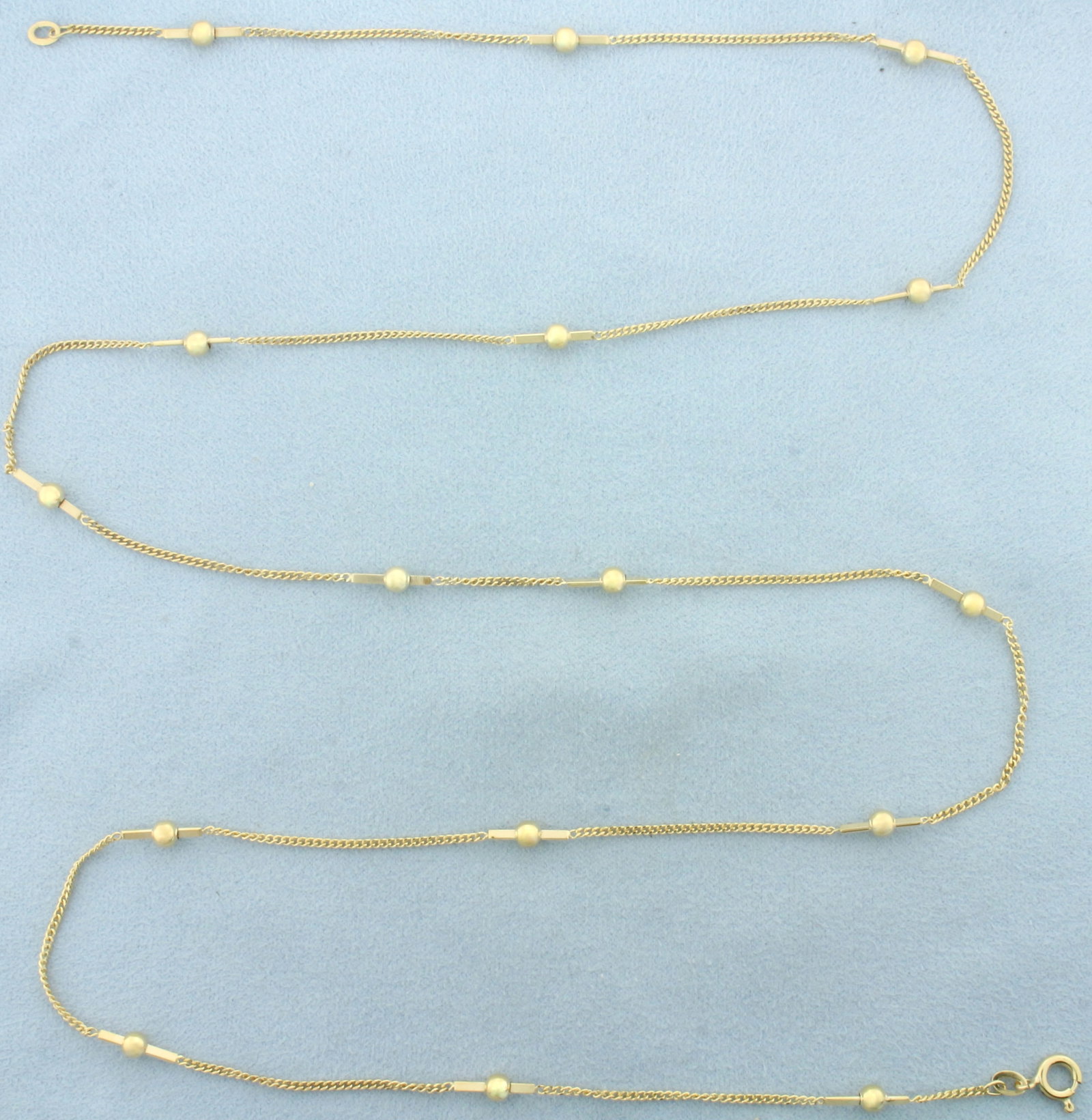 Italian 31 Inch Ball Bead and Bar Chain Necklace in 14k Yellow Gold (1 of 2)