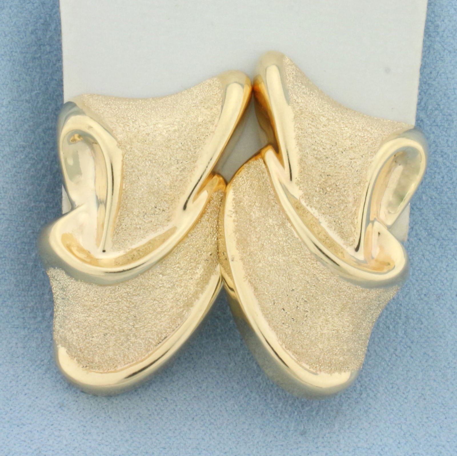 Sparkle Finish Abstract Design Statement Earrings in 14k Yellow Gold (1 of 3)