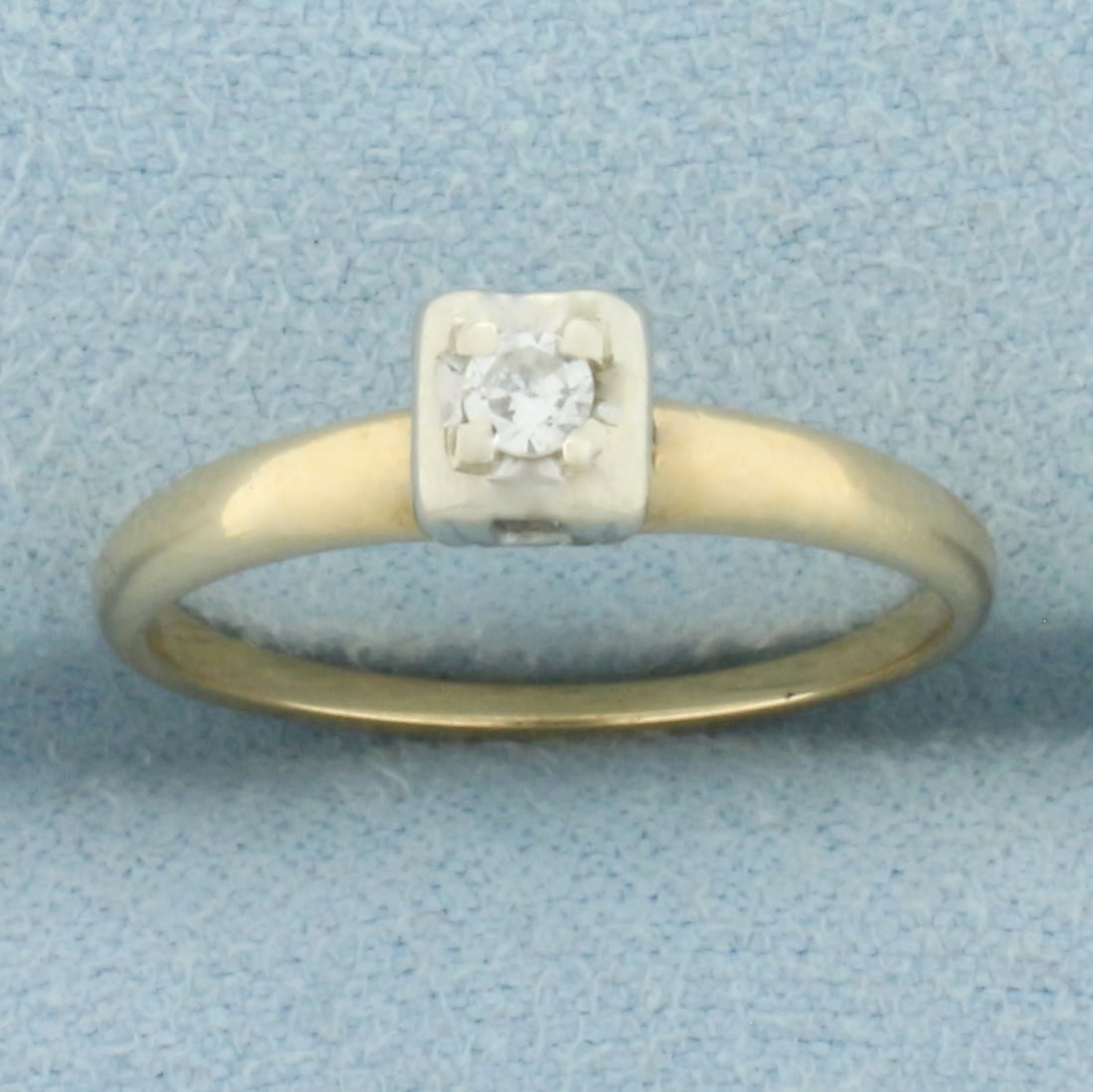 Vintage Diamond Solitaire Promise Ring in 14k Yellow Gold (1 of 4)