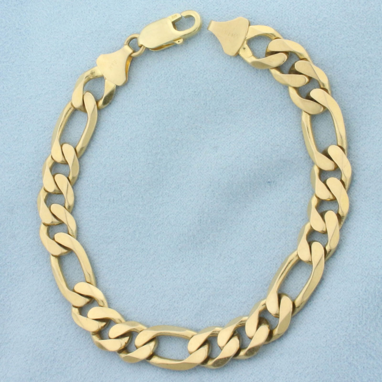 Mens Italian Figaro Link Bracelet in 14k Yellow Gold (1 of 2)