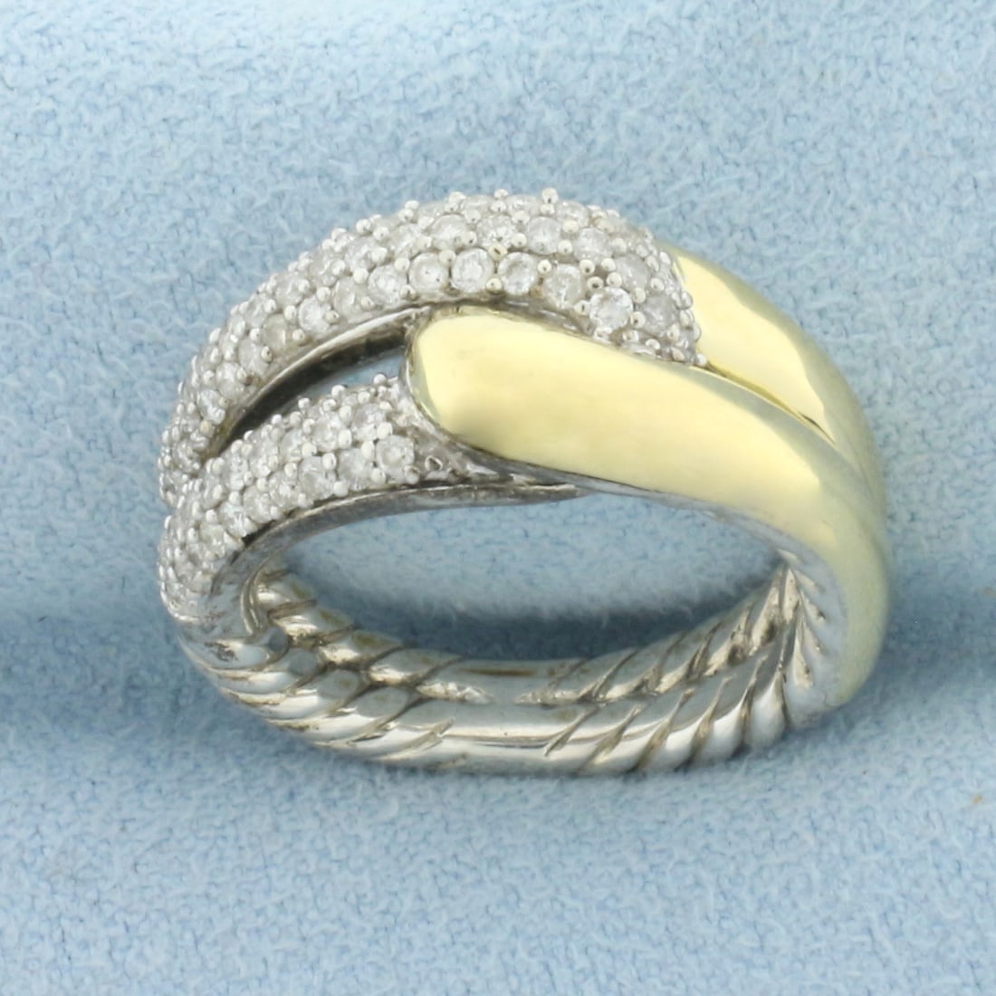 David Yurman Labyrinth Diamond Loop Ring in 18k Yellow Gold and Sterling Silver (1 of 5)