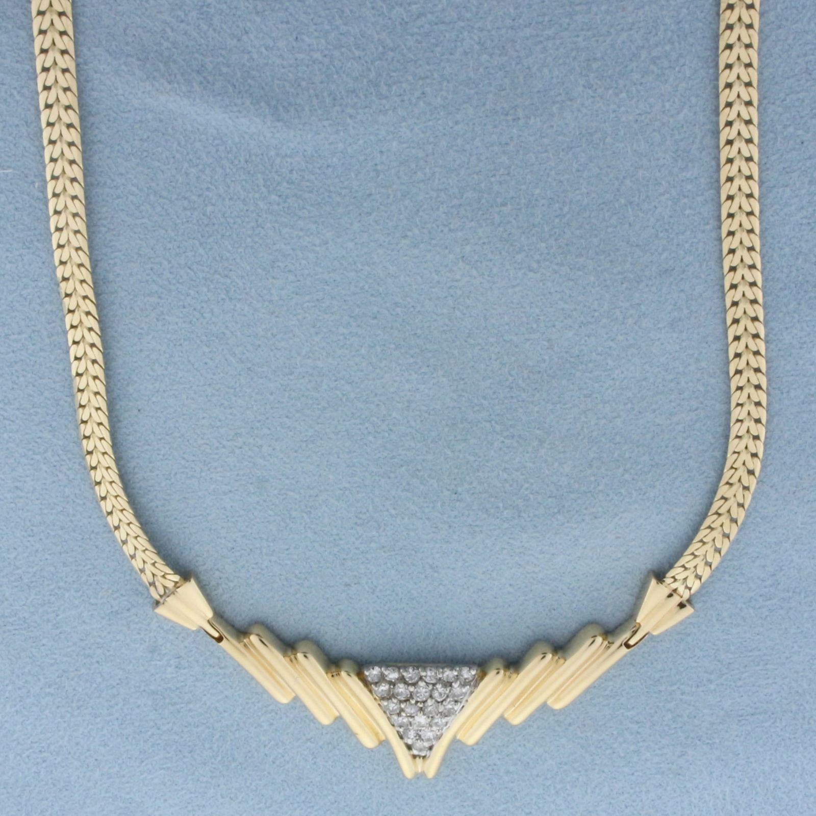 Pave Diamond V Necklace in 14k Yellow Gold (1 of 2)