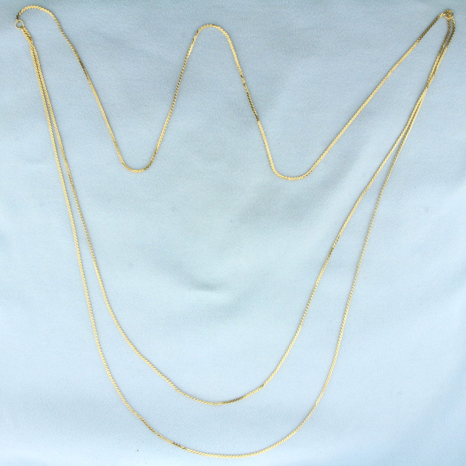Long Double Strand S-Link Chain Necklace in 14k Yellow Gold (1 of 2)