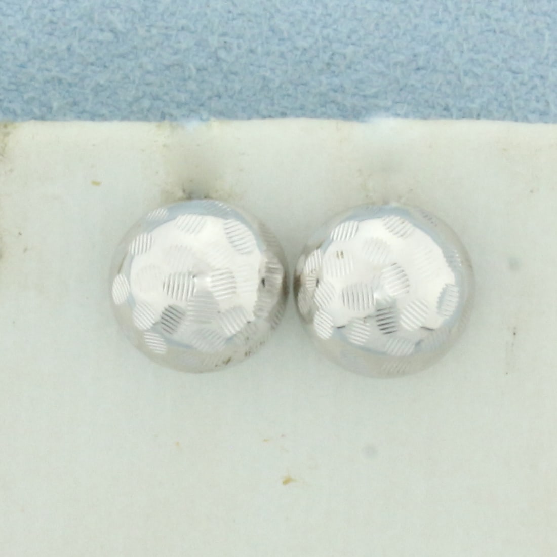 Hammered Dome Button Earrings in 14k White Gold (1 of 2)