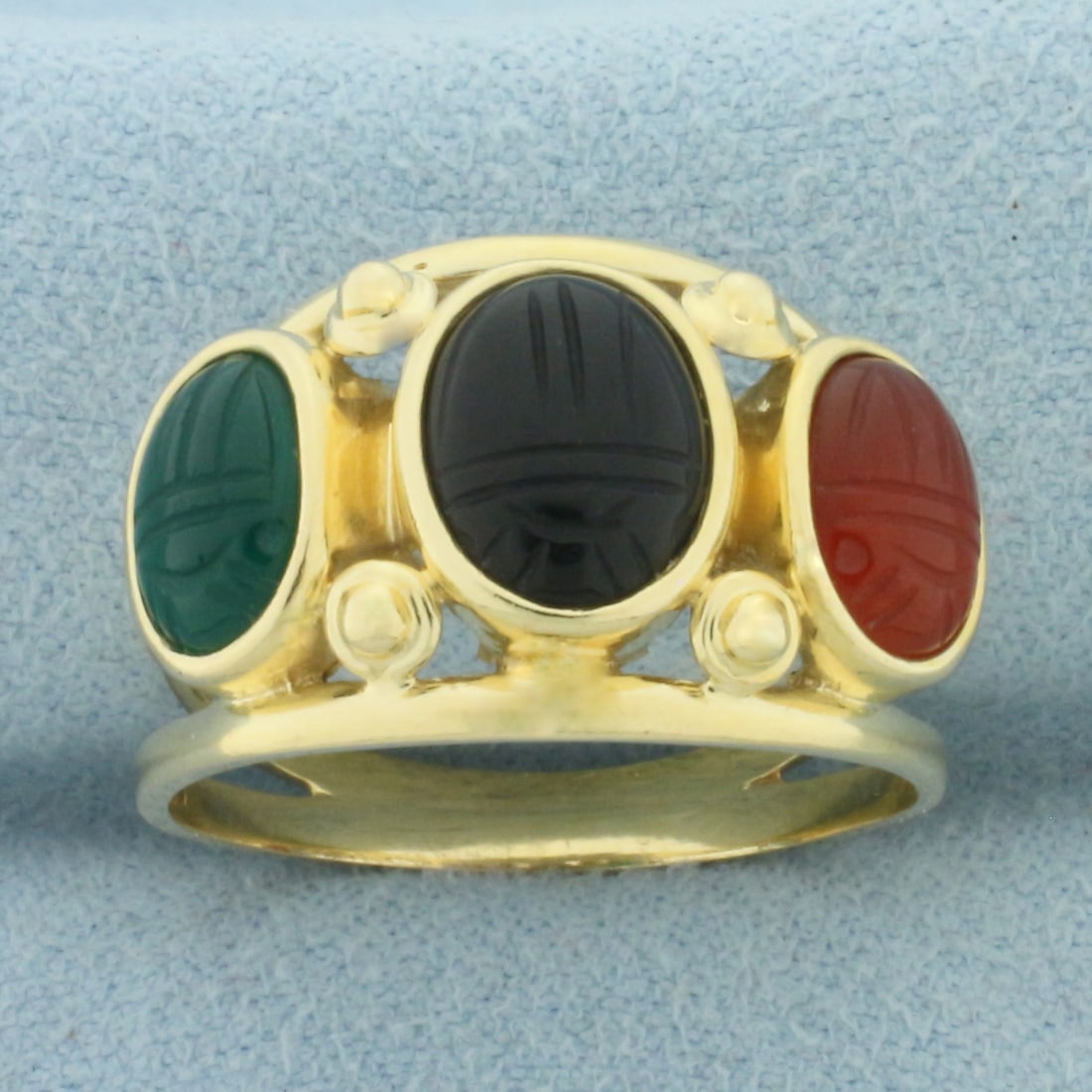 Scarab Three Stone Ring in 14k Yellow Gold (1 of 4)