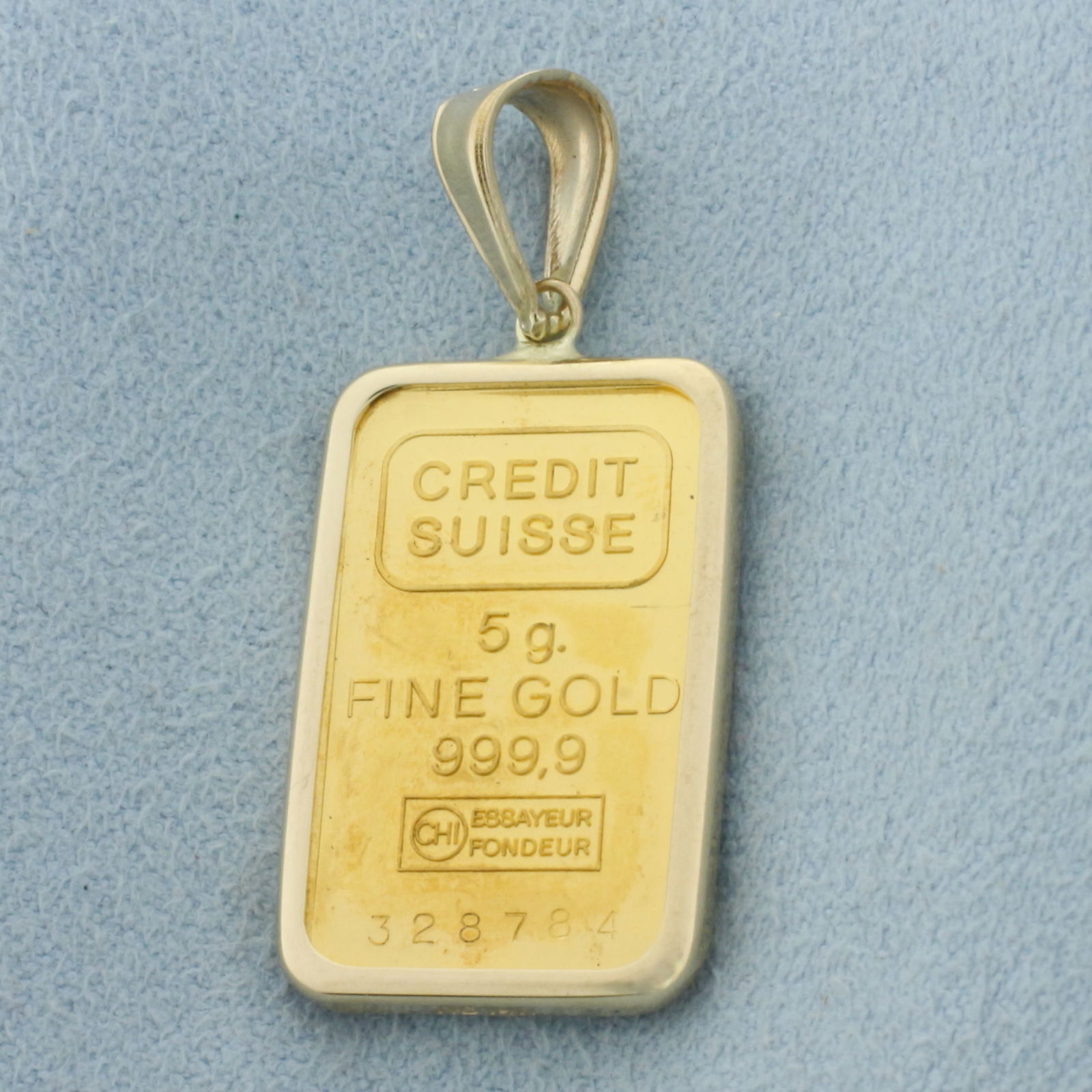 Credit Suisse 5g Fine Gold Bar Pendant in 14k Yellow Gold Mounting (1 of 2)