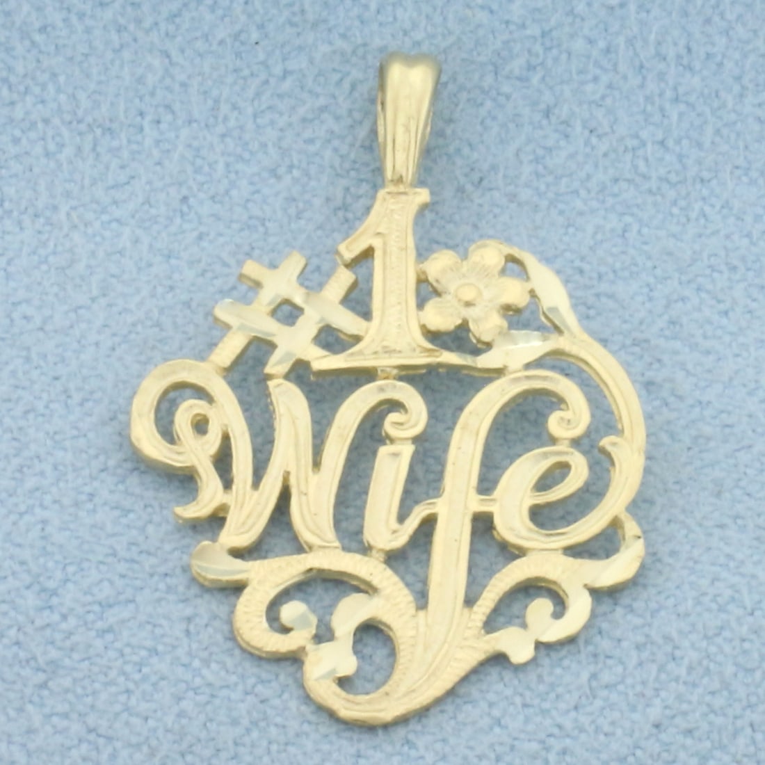 Diamond Cut #1 Wife Pendant in 14k Yellow Gold (1 of 2)