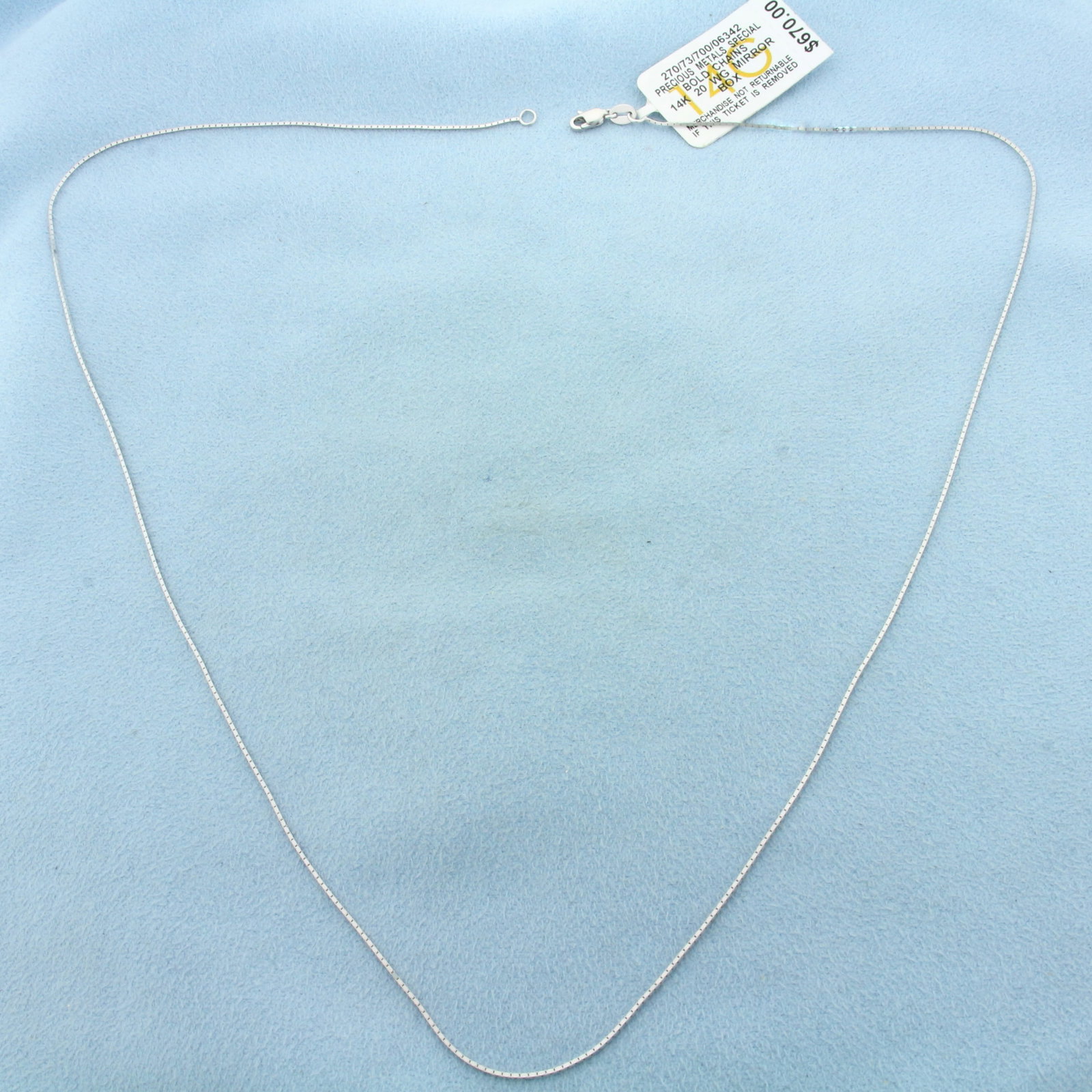 New 20 inch Box Link Chain Necklace in 14k White Gold (1 of 4)