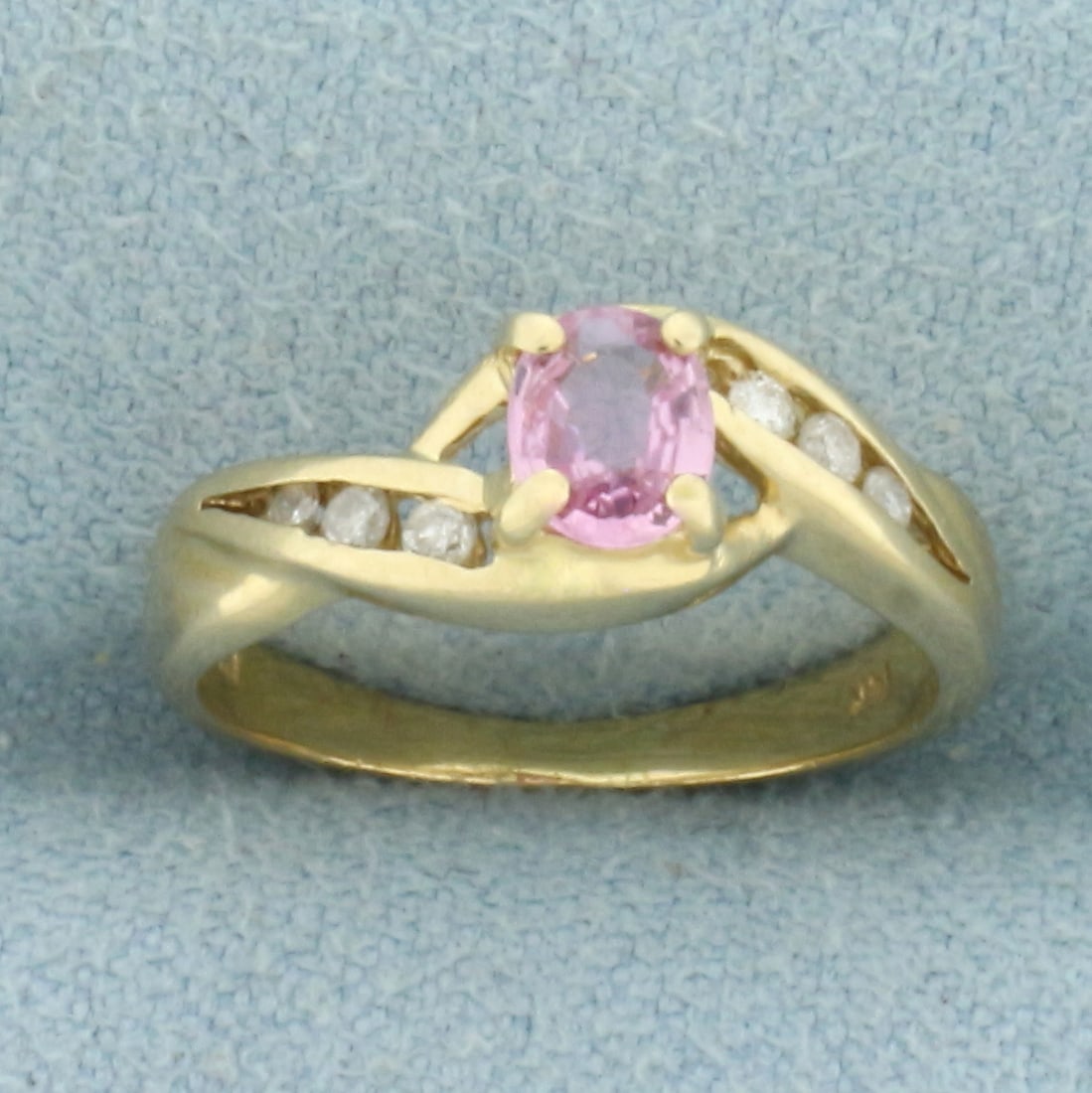 Pink Topaz and Diamond Childs Ring in 14k Yellow Gold (1 of 4)