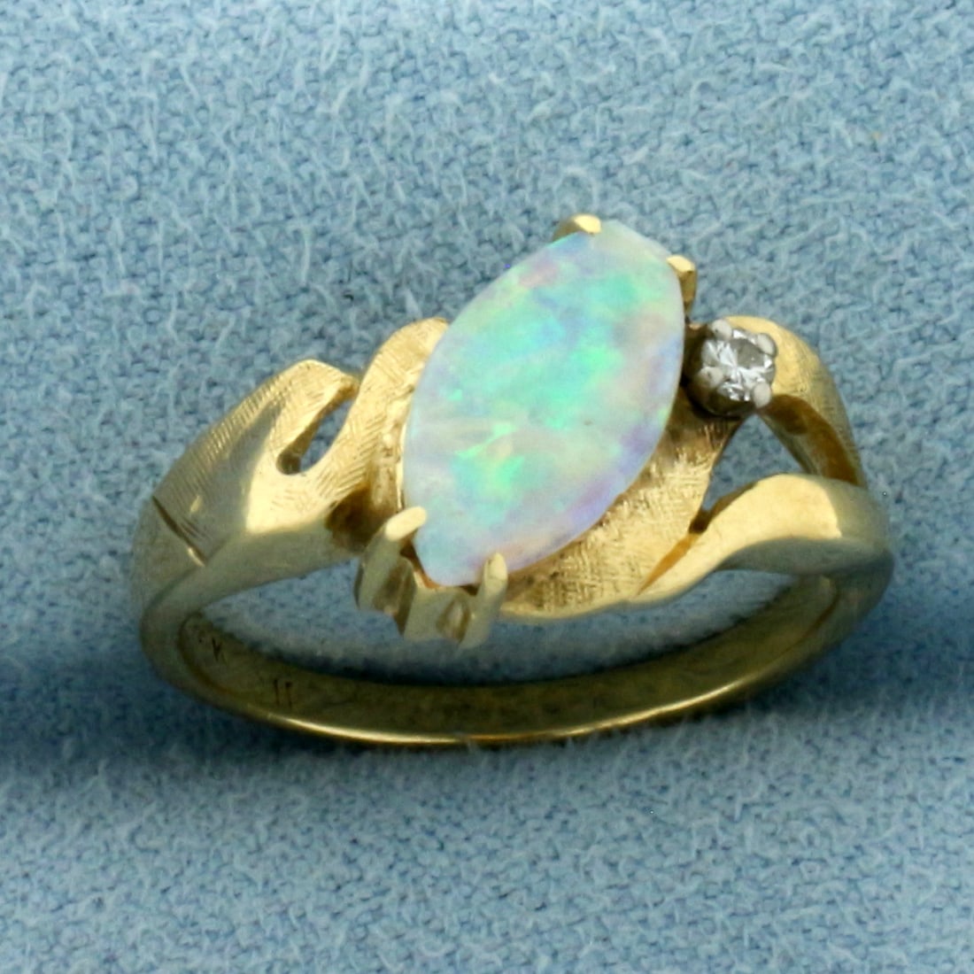 Australian Opal and Diamond Ring in 14k Yellow Gold (1 of 4)