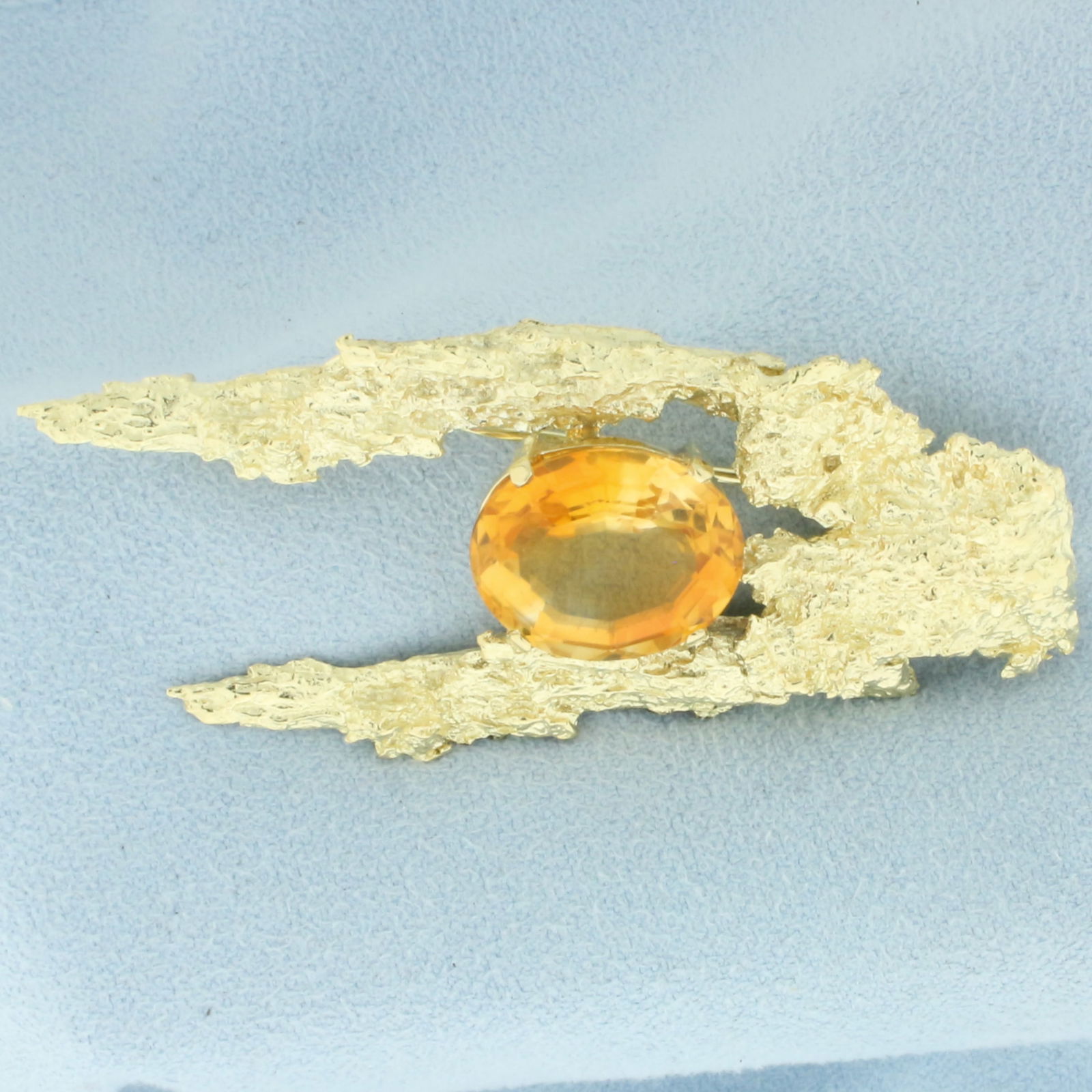 Abstract Nugget Citrine Brooch Pin in 18k Yellow Gold (1 of 2)