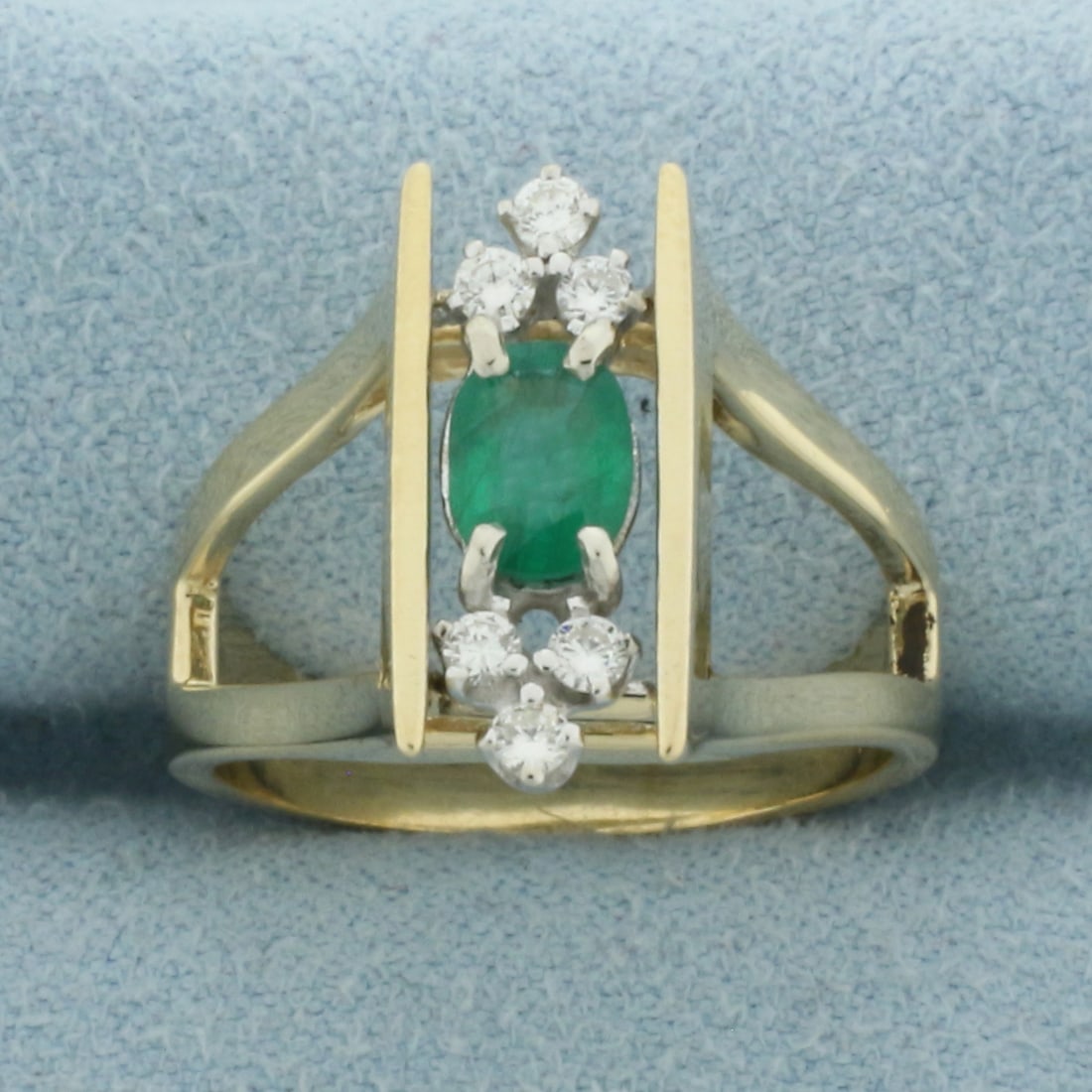 Emerald and Diamond Ring in 14k Yellow Gold (1 of 4)