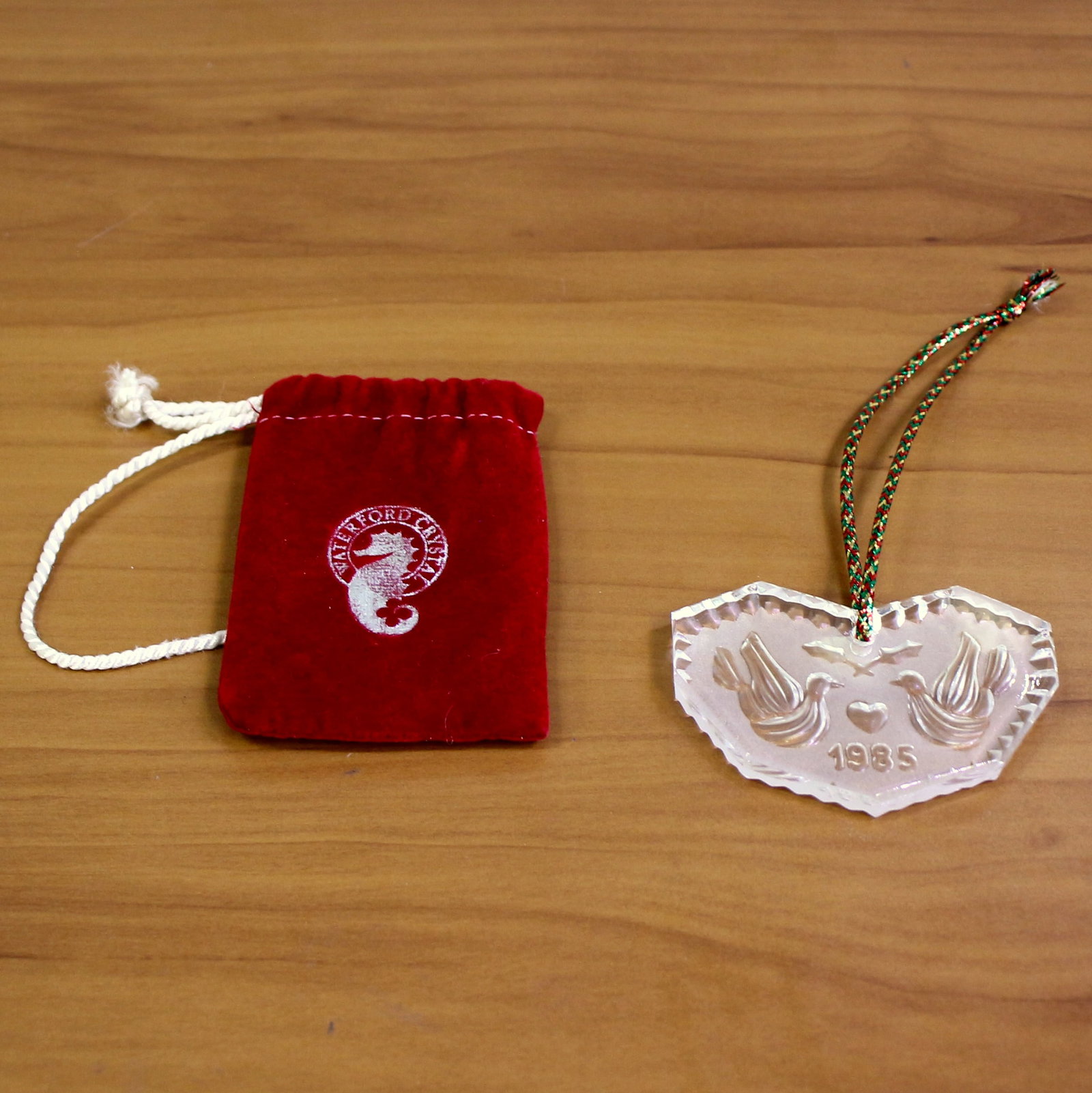 Waterford Crystal 1985 Twelve Days of Christmas Ornament: Two Turtle Doves. Original pouch included.
