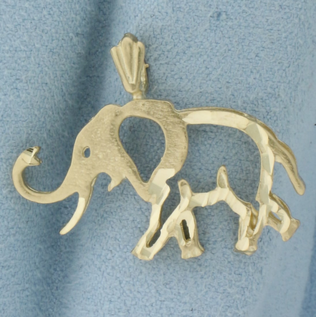 Diamond Cut Cutout Elephant Pendant in 14k Yellow Gold (1 of 2)