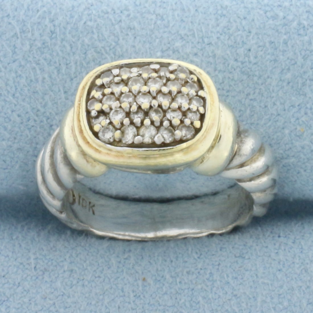 David Yurman Noblesse Diamond Pave Cable Ring in Sterling Silver and 18k Yellow Gold (1 of 5)