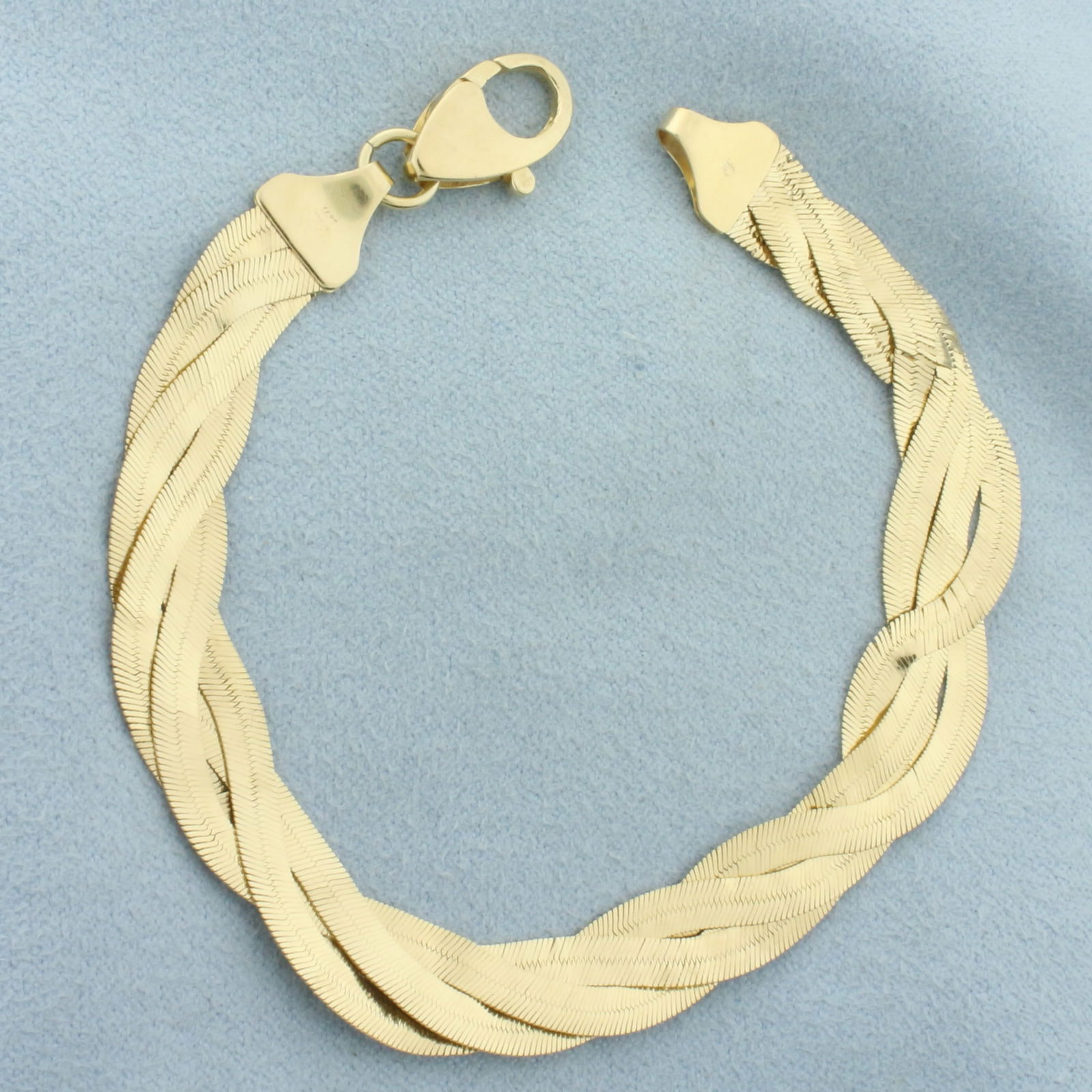 Italian Braided Herringbone Link Bracelet in 14k Yellow Gold (1 of 2)