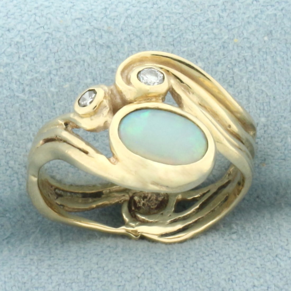 Vintage Opal and Diamond Ring in 10k Yellow Gold (1 of 4)