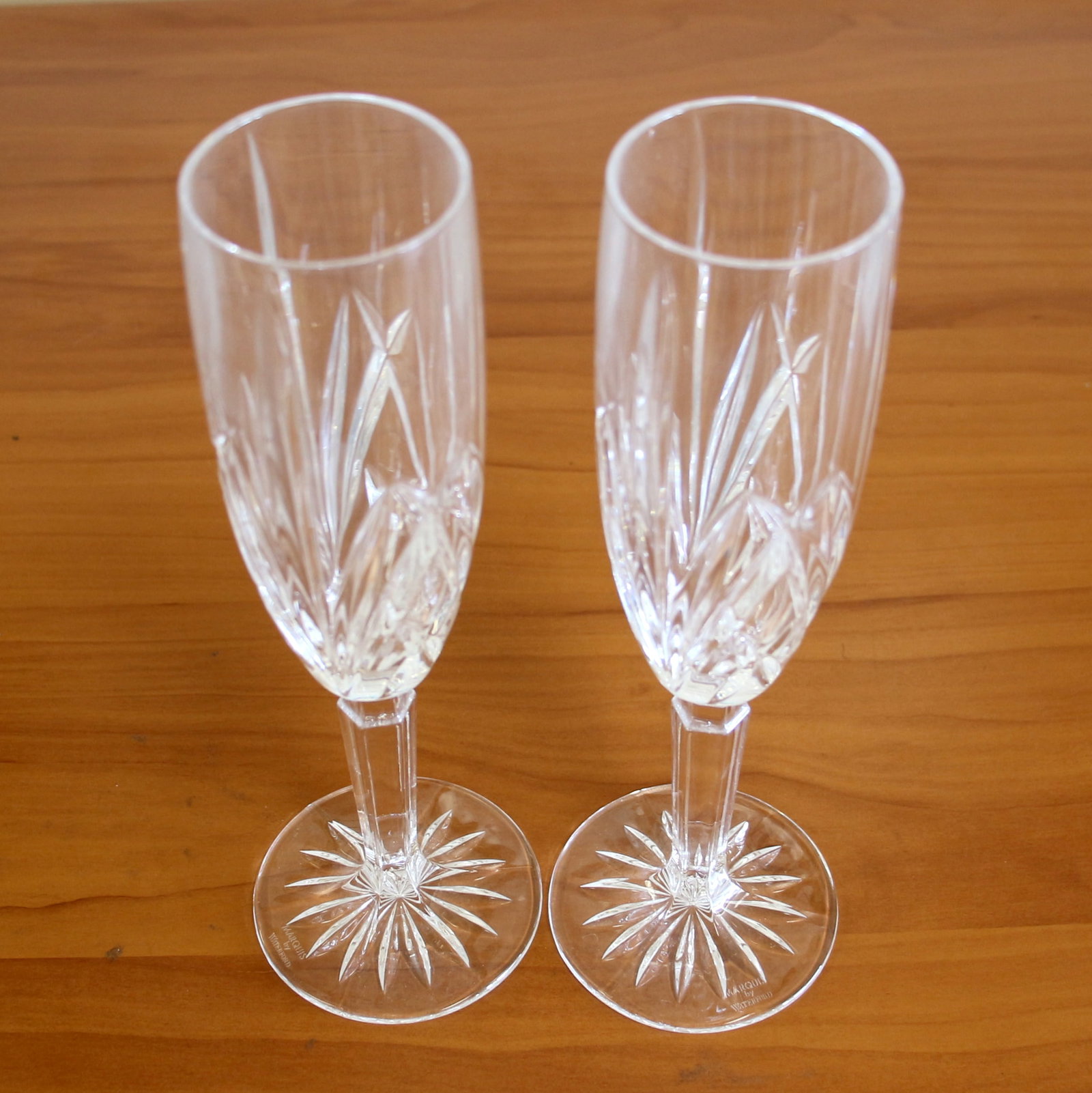 Waterford Marquise Brookside Crystal Champagne Flutes Set of 2: Two 9 inch tall champagne flutes. Excellent condition, no cracks or chips.
