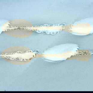 Antique Whiting Louis XV H.J. Howe Sterling Silver Spoons Set of 2: In .925 Sterling Silver. Contains two 6 7/8 inch spoons. 70.7g.