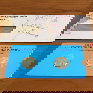 Franklin Min States of the Union Sterling Silver Coins Illinois and Indiana Original Packaging: In Solid Sterling Silver. Includes original packaging and envelope.