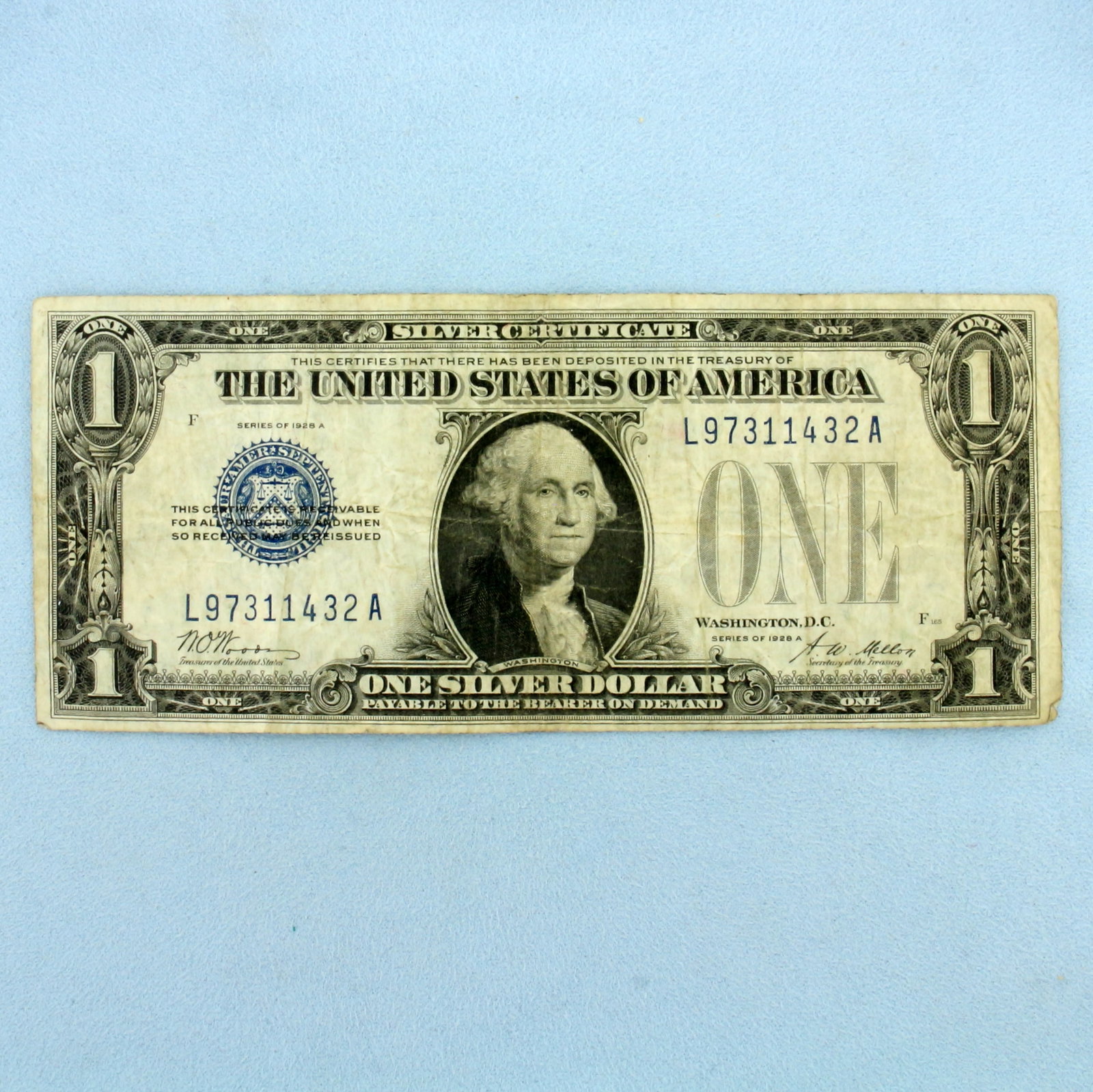 1928 $1 Blue Seal Silver Certificate Funny Back Note Bill: One Bill. Condition as shown in picture.