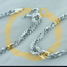 Italian Large Link Rope Bracelet in 18k Yellow Gold