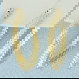 Diamond Etched Hoop Earrings in 14k Yellow Gold
