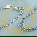 Double Loop Cable Link Charm Bracelet in 14k Yellow Gold