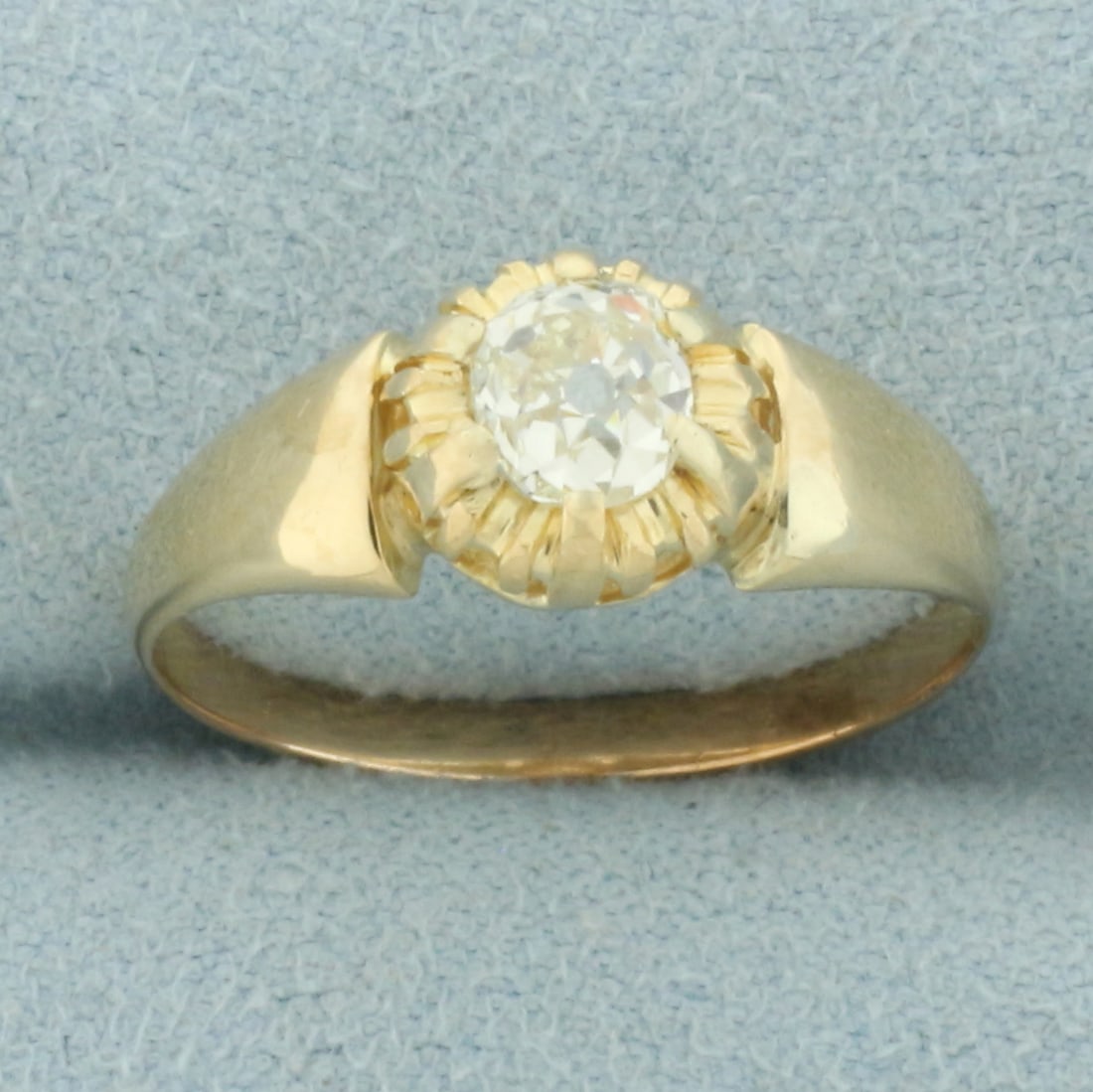 Antique Old Mine Cut Diamond Ring in 14k Yellow Gold: In 14k yellow gold. Contains one high quality 2/3ct old mine cut diamond, VS clarity/J color. Size: 7.5. 3.4g.