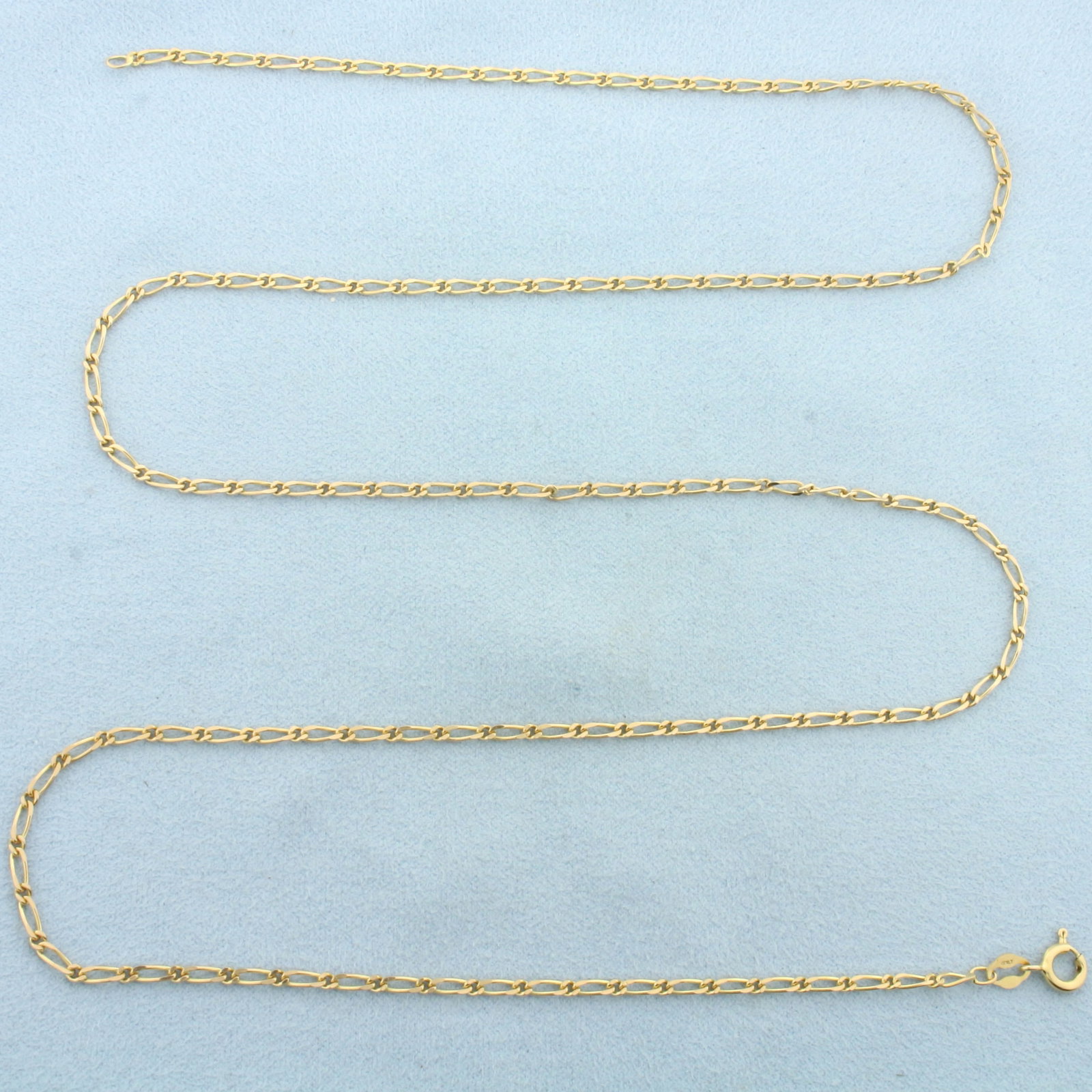 28 Inch Elongated Cable Link Chain Necklace in 14k Yellow Gold: In 14k Yellow Gold. 28 inches long. 2.1mm wide. Spring clasp. 7.2g.