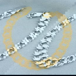 Mens Heavy Curb Link Bracelet in 14k Yellow Gold
