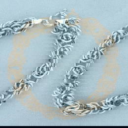 Italian Byzantine Link Bracelet in 14k White Gold