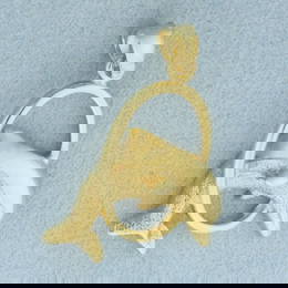 Dolphin Hoop Pendant in 14k Yellow Gold