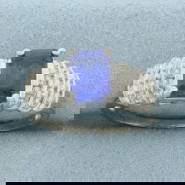 AAA Lab Sapphire and Diamond Ring in 10k White Gold