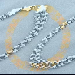 Diamond Cut Heart Link Bracelet in 14k Yellow, Rose, and White Gold