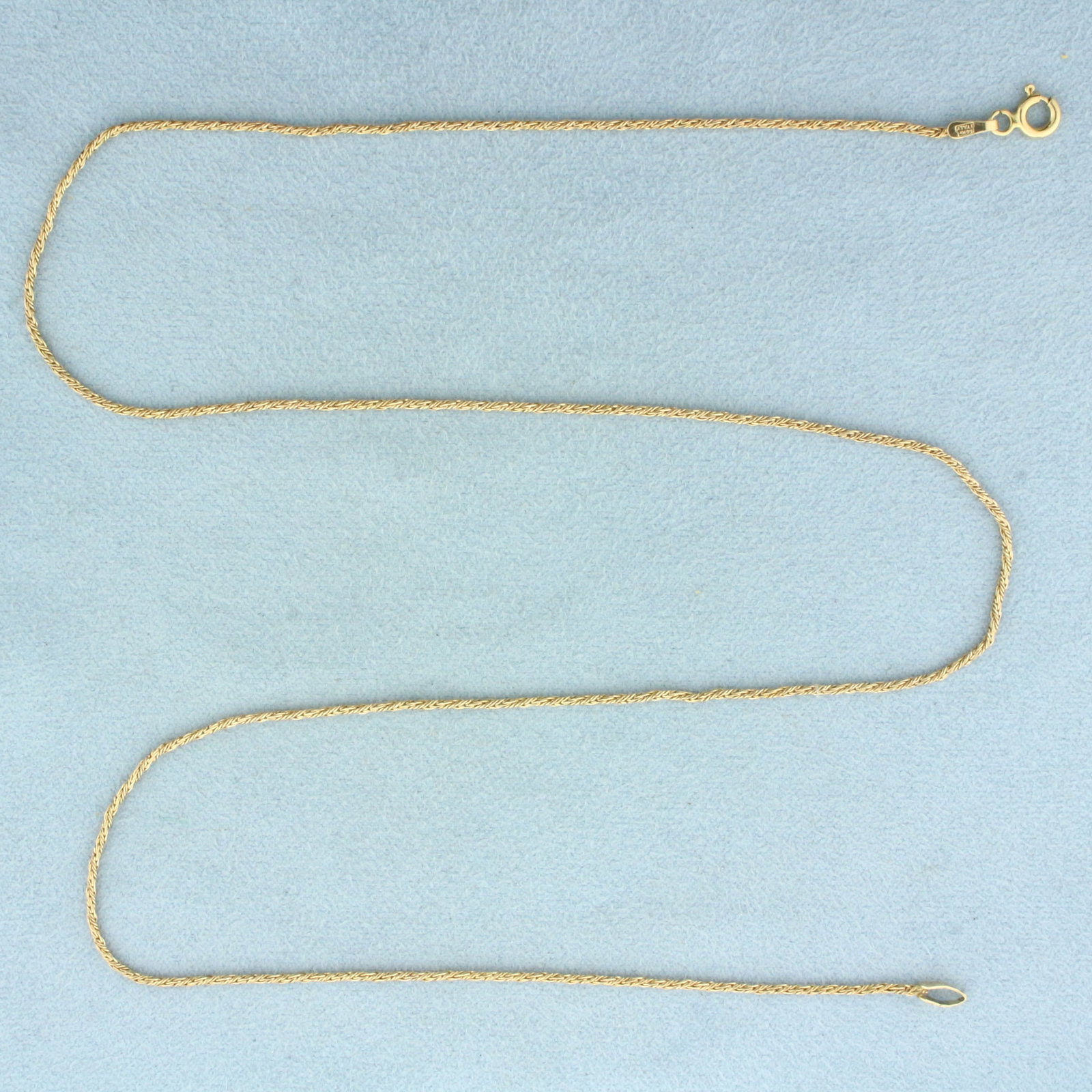 Italian 20 Inch Byzantine Link Chain Necklace in 14k Yellow Gold: In 14k Yellow Gold. 20 inches long. 1mm wide. Byzantine link. Made in Italy. Spring clasp. 2.9g.