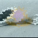 Amethyst and Diamond Halo Ring in 14k Yellow Gold