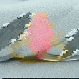 Vintage Marquise Lab Ruby and Diamond Ring in 14k Yellow Gold