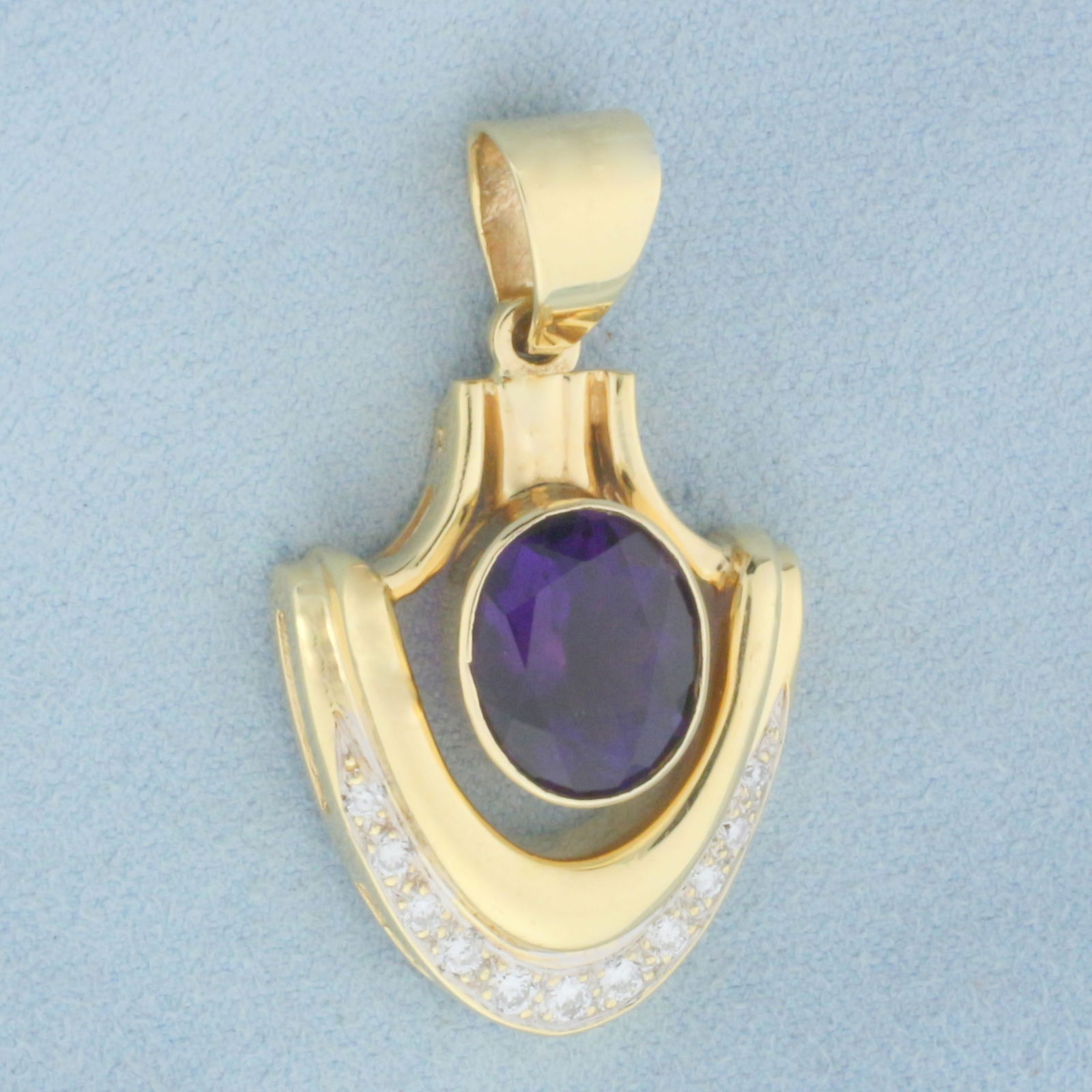 Vintage Amethyst and Diamond Pendant in 14k Yellow Gold (1 of 3)