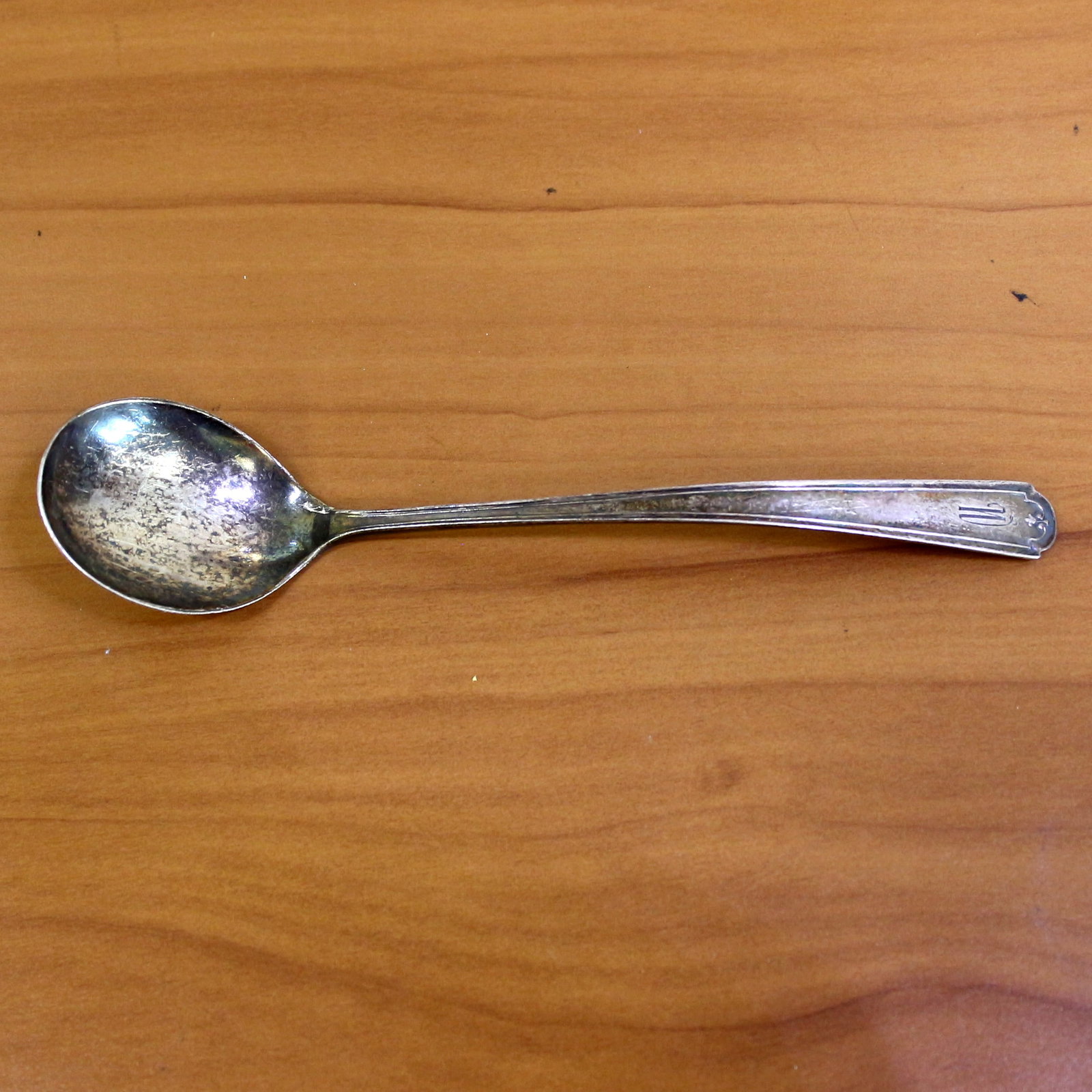 Weidlich "Priscilla" Sterling Silver Large Chocolate Spoon: In .925 Sterling Silver. 5 1/2 inches. Faint monogram. 15.6g.