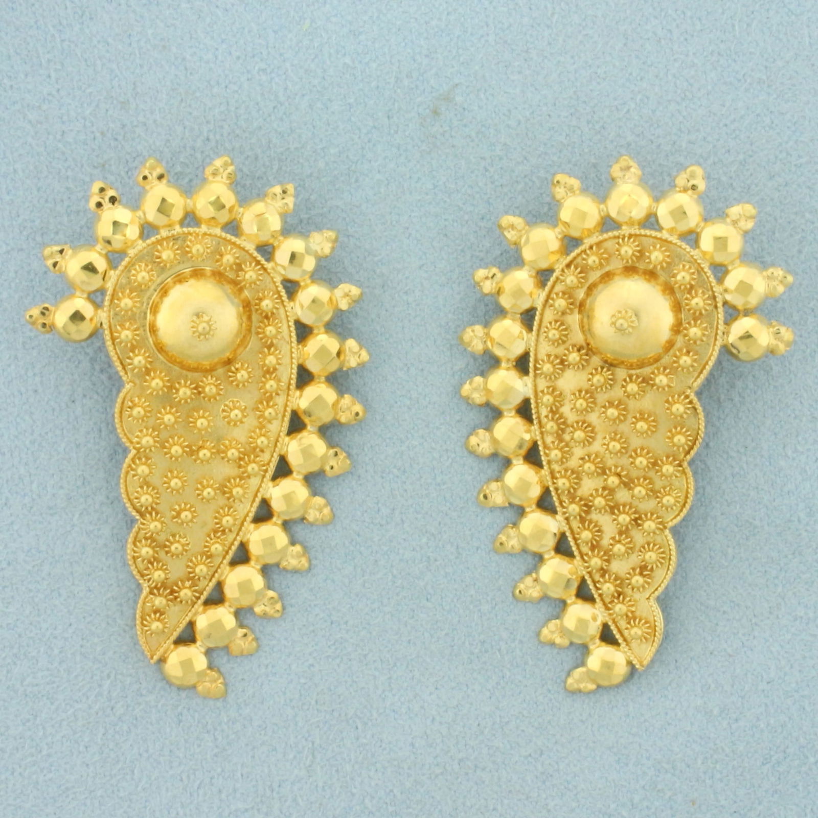 Indian Clip Back Statement Earrings in 22k Yellow Gold (1 of 2)
