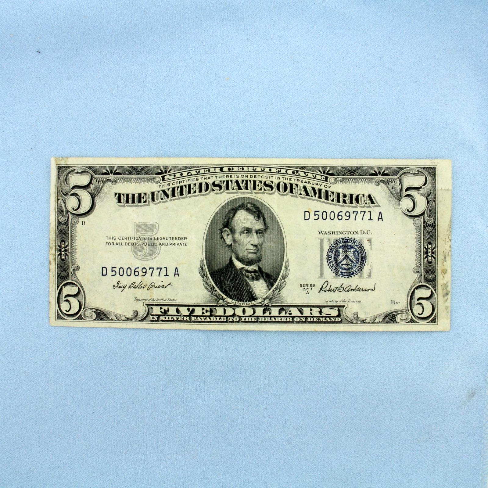 $5 Blue Seal Federal Reserve Note Bill Crisp Uncirculated: One Bill from 1934 to 1953. Condition as shown in picture.
