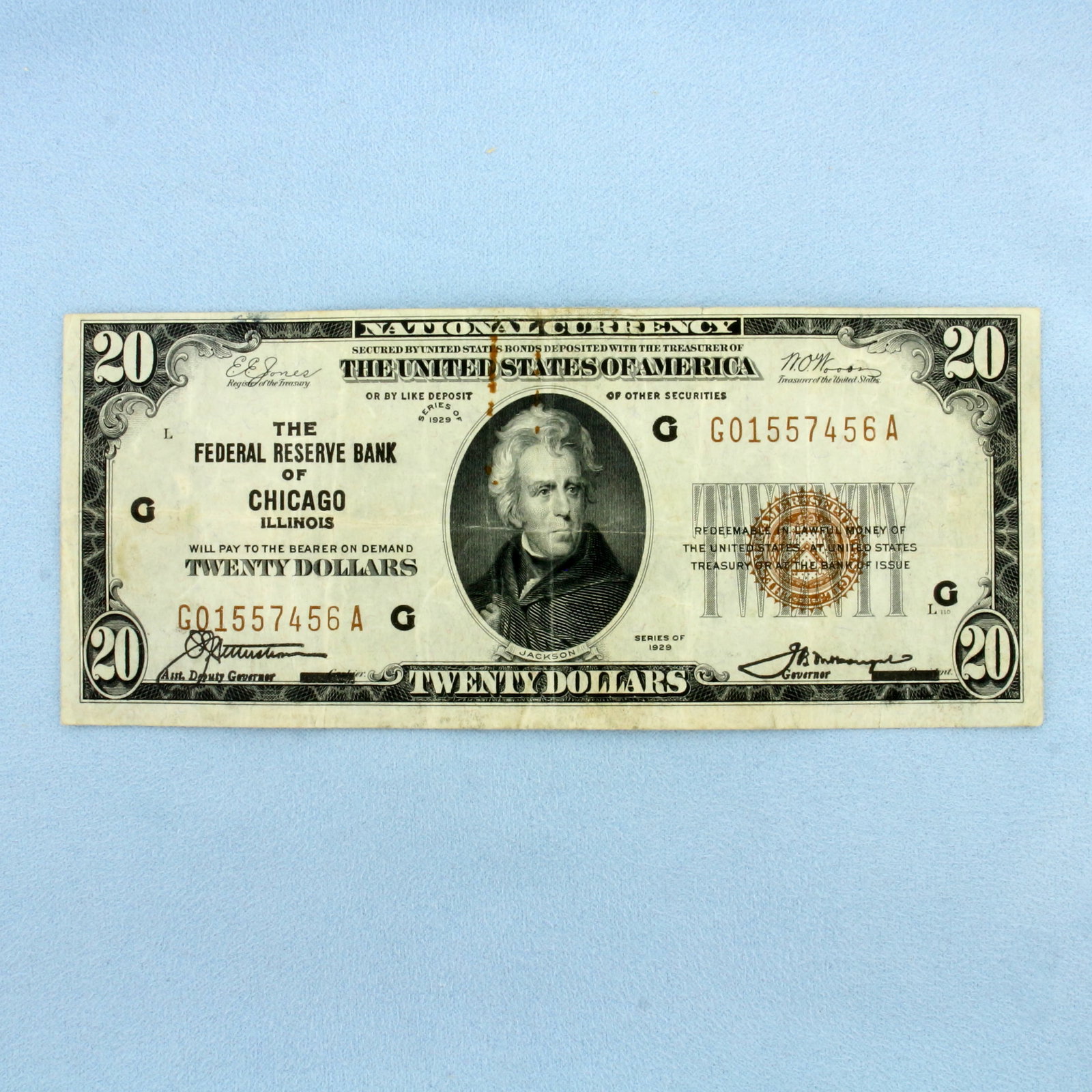 1929 $20 Brown Seal Federal Reserve of Chicago Note Bill Crisp Uncirculated: One Bill. Condition as shown in picture.