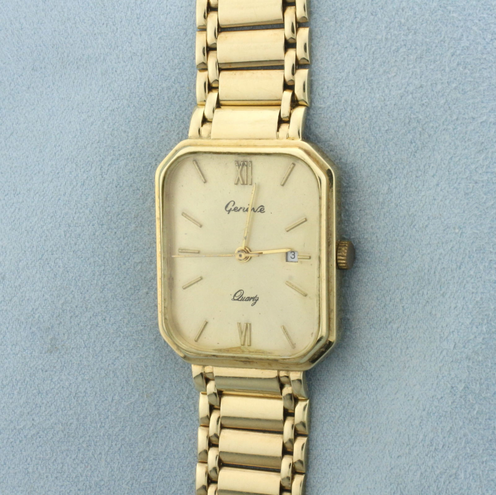 Geneve Quartz Watch in Solid 14k Yellow Gold Case and Bracelet (1 of 5)