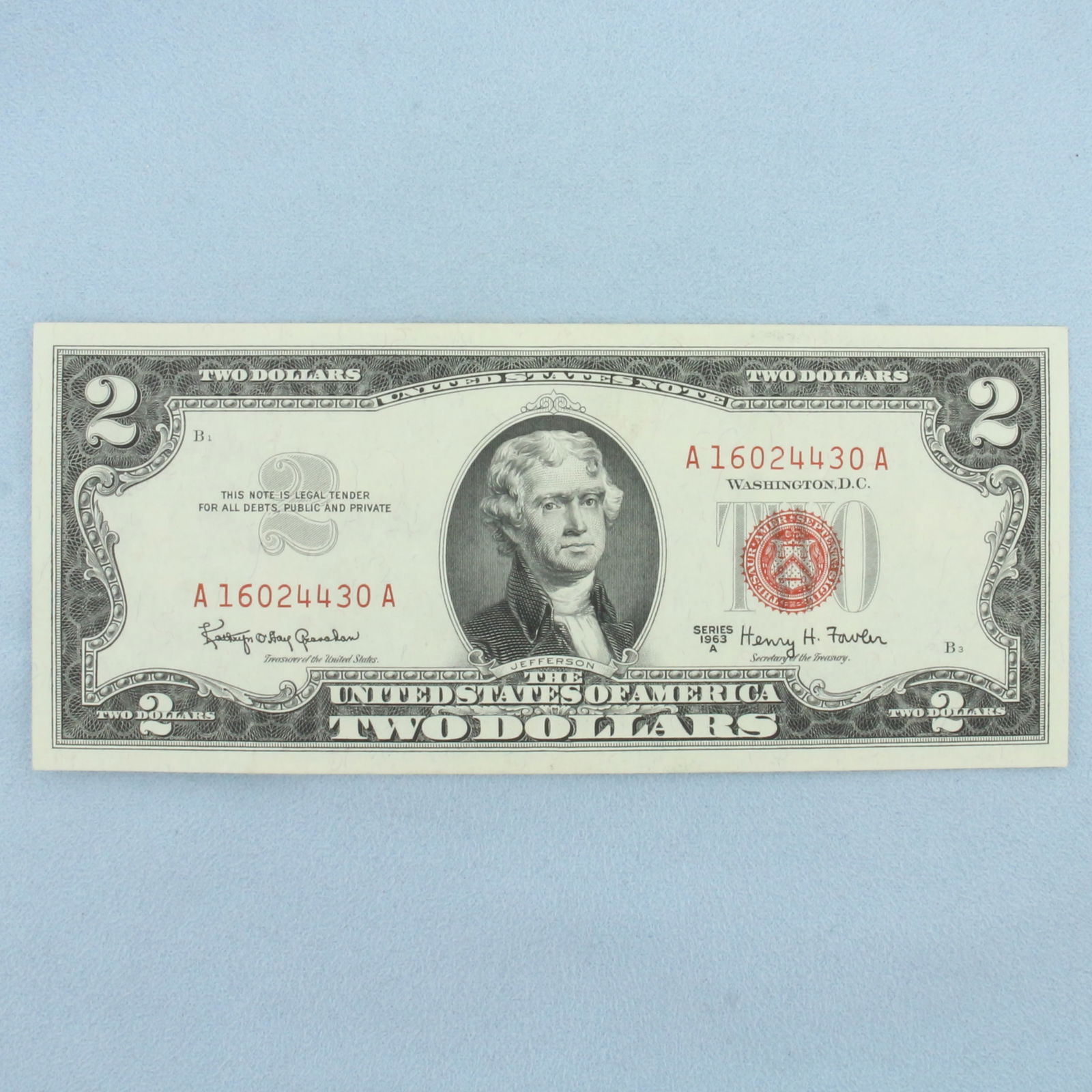 1953 or 1963 $2 Red Seal Federal Reserve Note Bill Crisp Uncirculated (1 of 2)