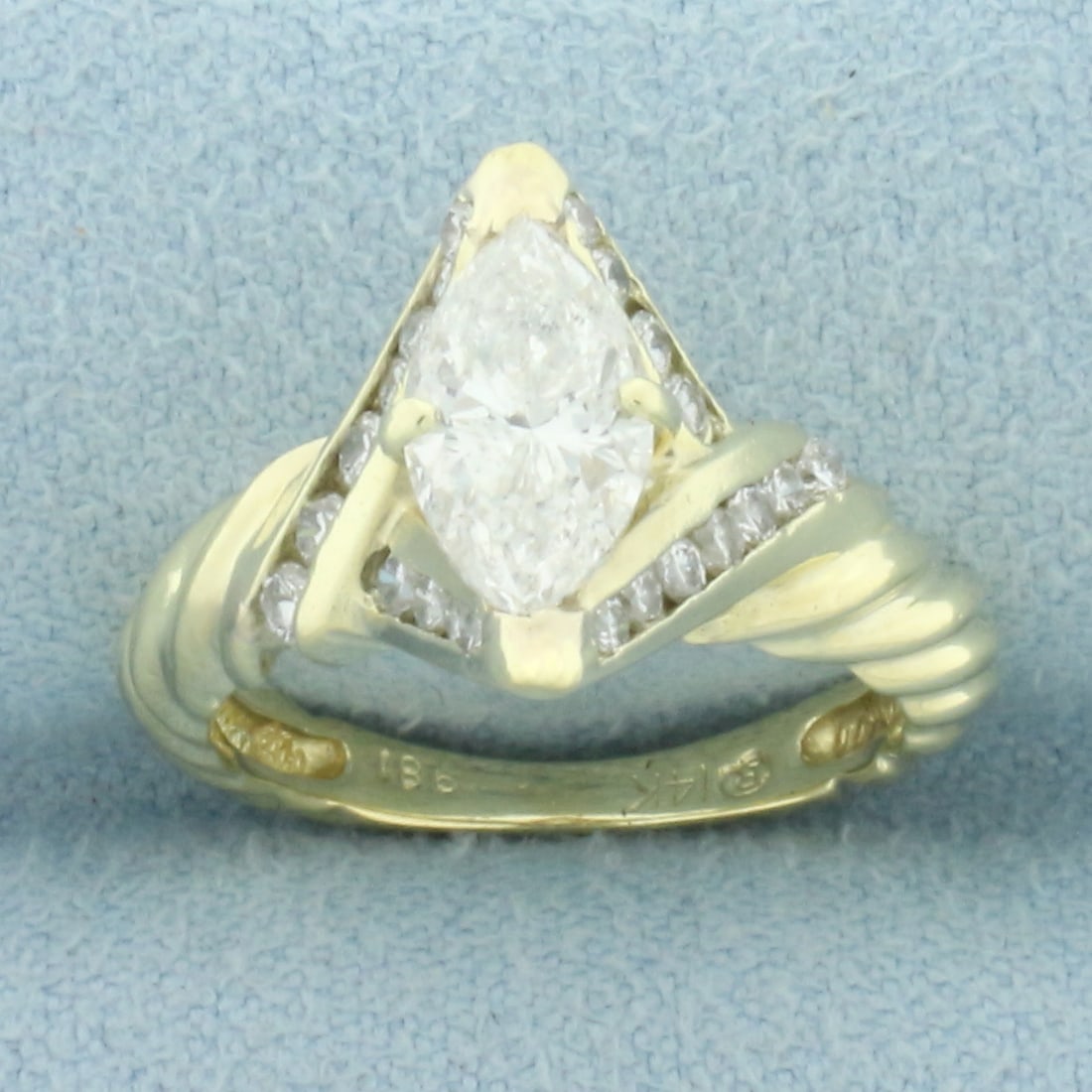 Marquise Diamond Rope Design Engagement Ring in 14k Yellow Gold (1 of 4)