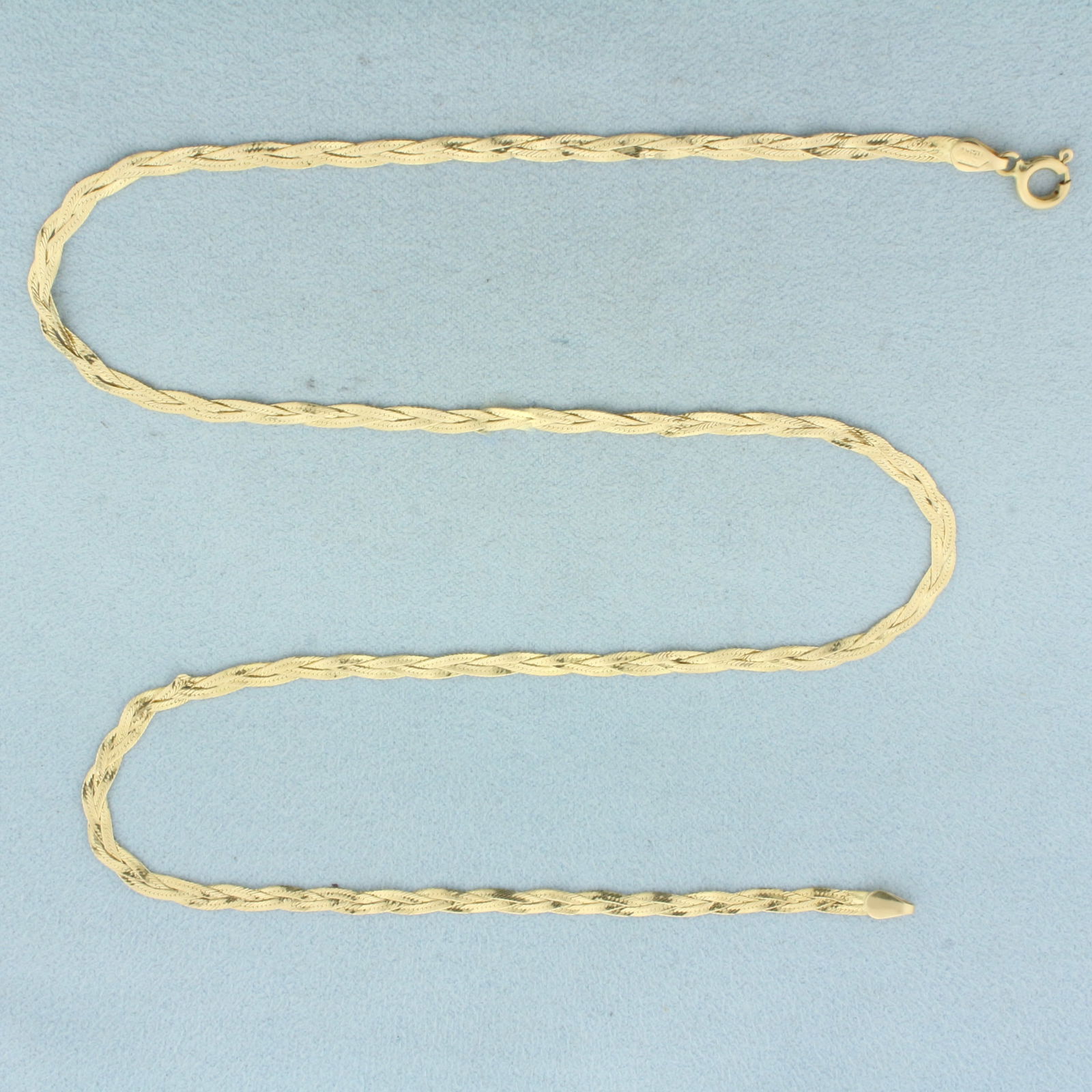 Italian 18 Inch Braided Herringbone Link Chain Necklace in 14k Yellow Gold (1 of 2)