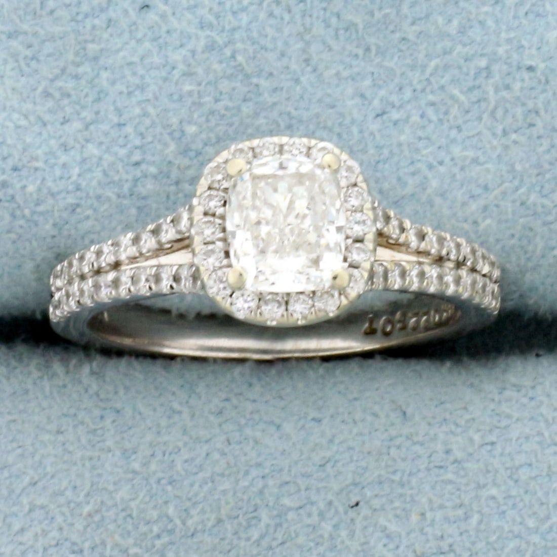 GIA 1.3ct TW Halo Engagement Ring in 14K White Gold (1 of 5)