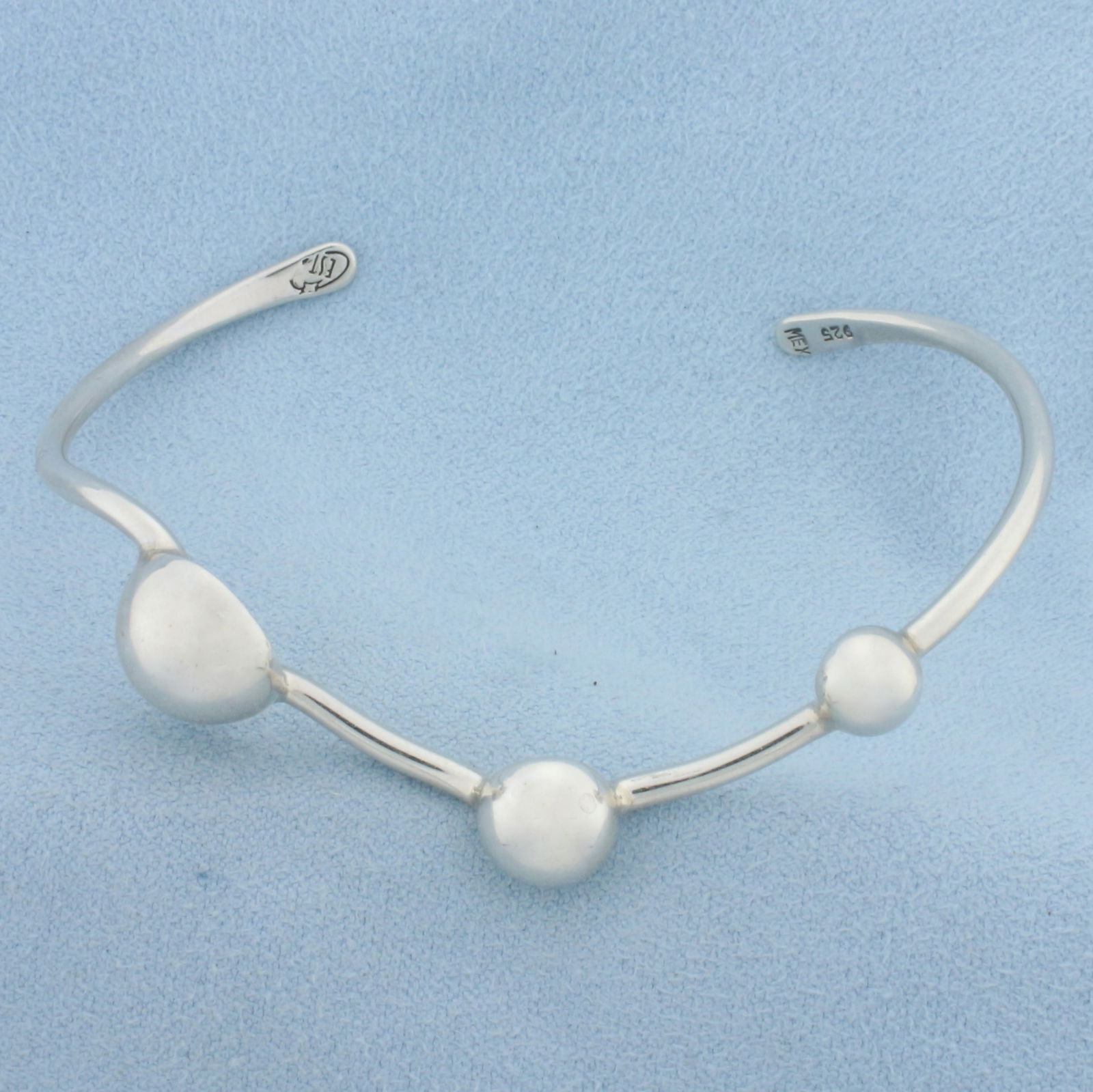 Three Bead Bangle Bracelet in Sterling Silver (1 of 2)